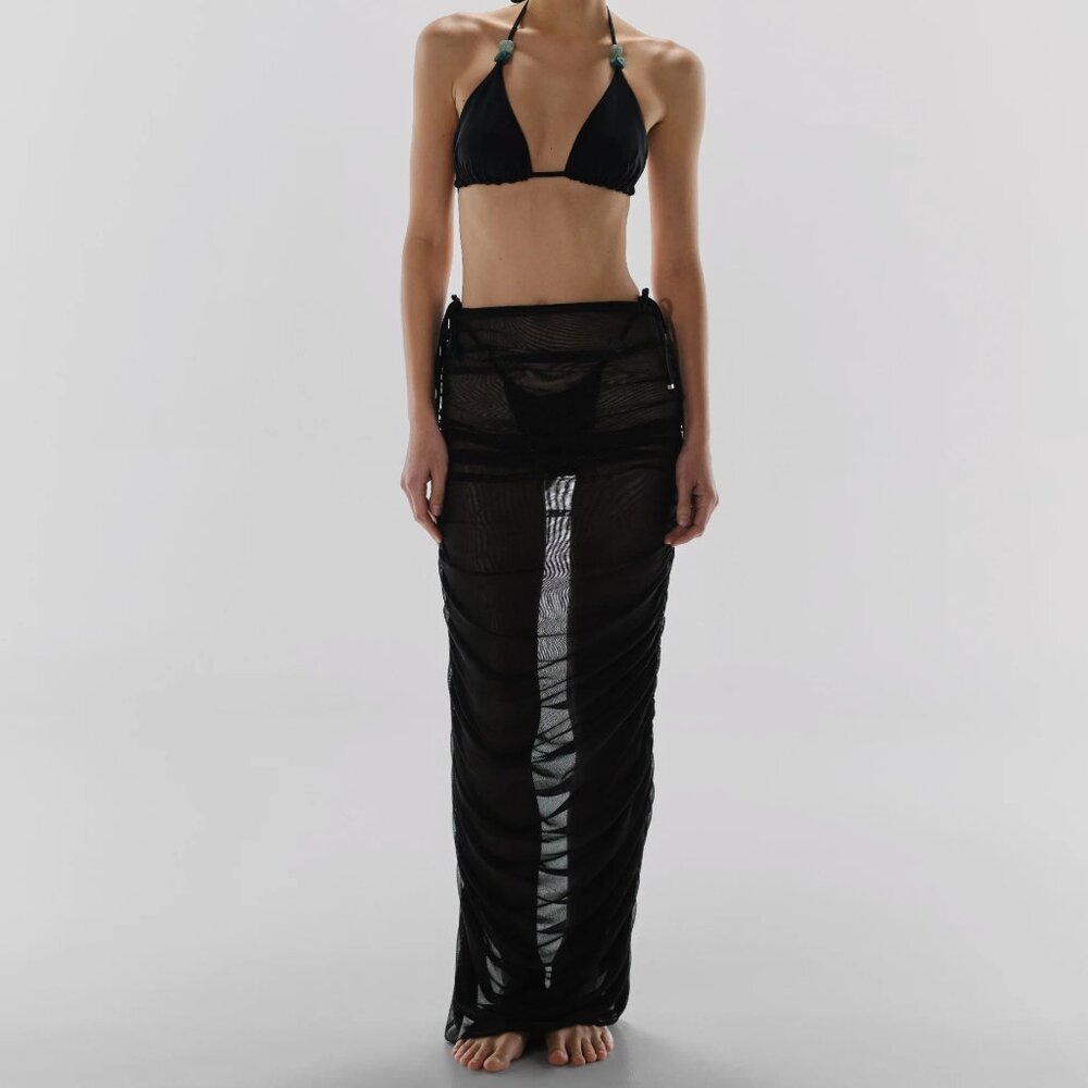 NWT Baobab Black Mesh Bahia Pareo Dress/Skirt Cover Up S
